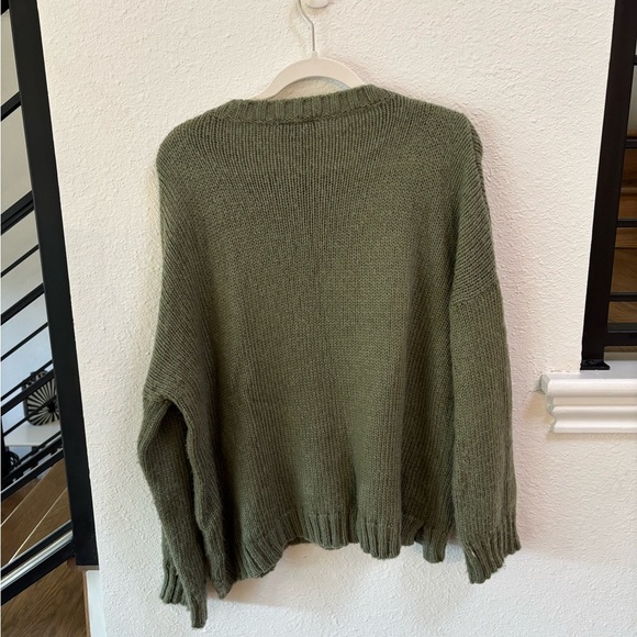 Olive Green Peace Love Sweater - Picture 3 of 6
